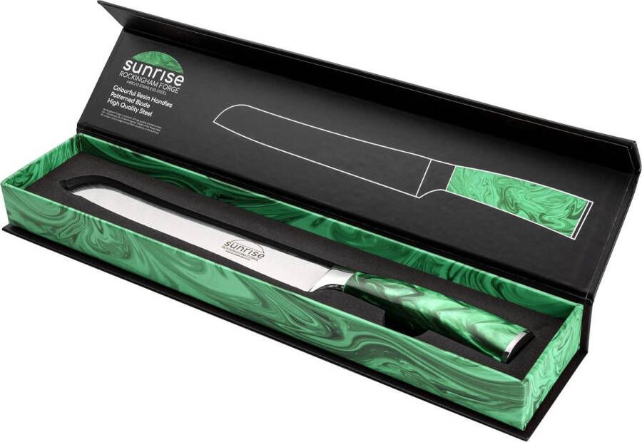 8 broodmes roestvrij staal met hars handvat smaragdgroen Sunrise Collection