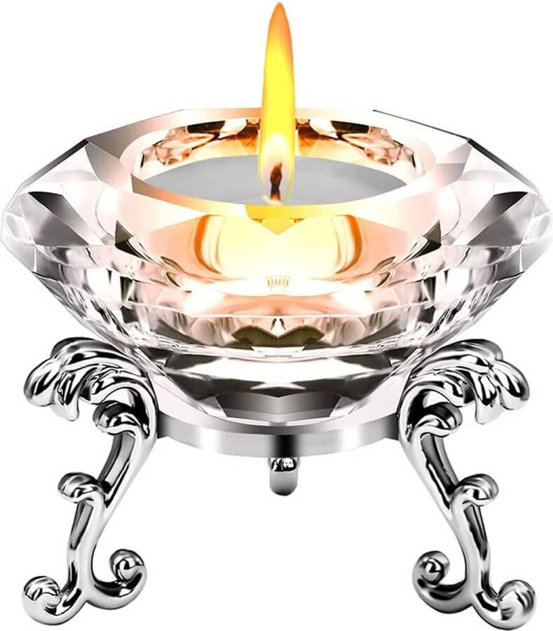 8 cm heldere kristallen diamanten kaarsenstandaard met sokkel theelichthouder helder glas diamantstandaard voor wooncultuur bruiloften diners feesten gerechten