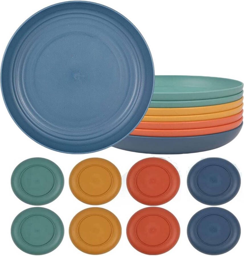 8-delige 20 cm platte borden voor campers feestjes picknicks camping gezond onbreekbaar bord van plastic lichte borden voor salade cake dinerborden