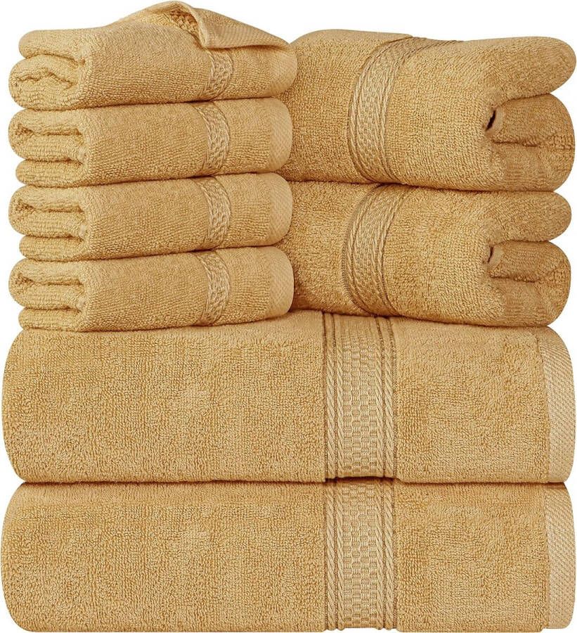 Utopia Towels 8-Delige Handdoekset 2 badhanddoeken 2 handdoeken en 4 Washandjes Katoen Hotelkwaliteit Superzacht en Zeer Absorberend (beige)