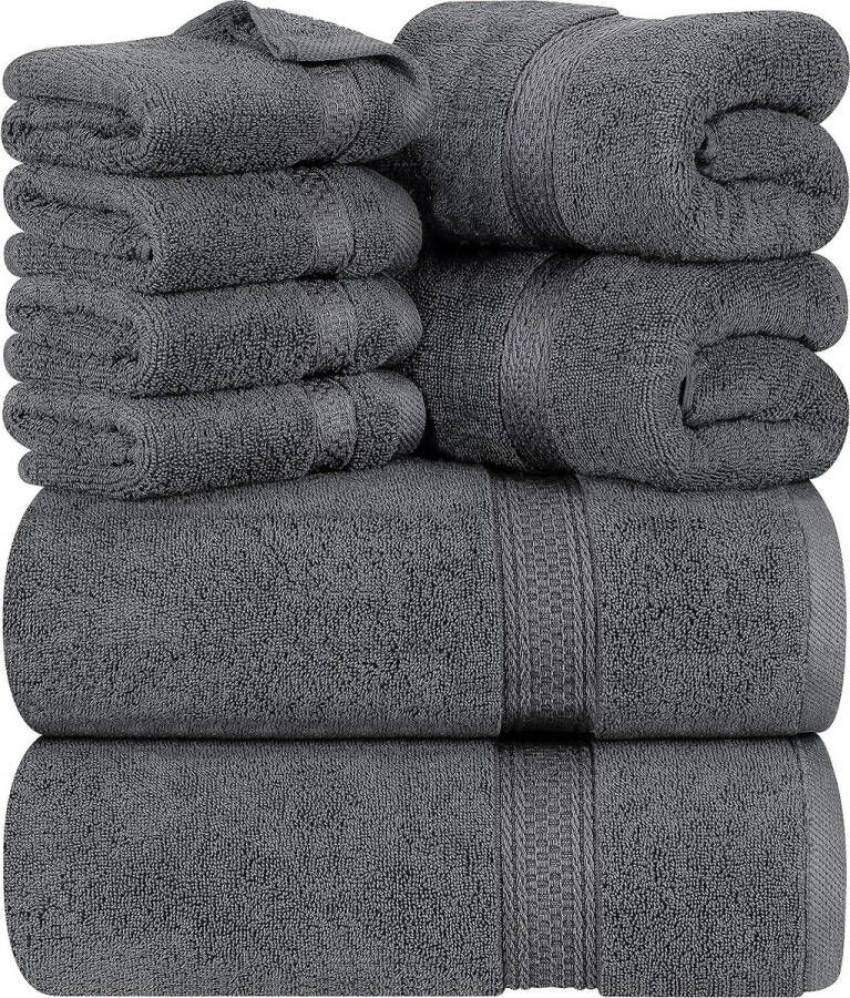 8-Delige Handdoekset 2 badhanddoeken 2 handdoeken en 4 Washandjes Katoen Hotelkwaliteit Superzacht en Zeer Absorberend