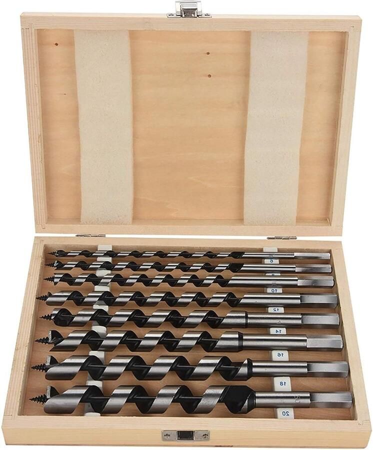 8-delige hex-boor houtboor set diameter 6 mm 8 mm 10 mm 12 mm 14 mm 16 mm 18 mm 20 mm