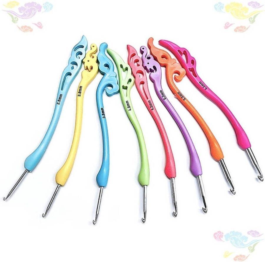 8-delige Hippe Ergonomische Haaknaaldenset Anti-slip Haaknaald Crochet Set Ergonomisch Haaknaalden Softgrip Verschillende maten 2 5 mm tot 6 mm 8-delig