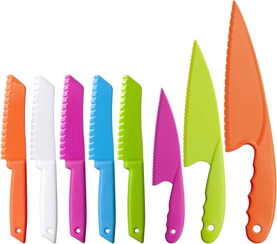 8-delige kinderkeukenmessenset veilige nylon koksmessen kinderen kochnylonmessen fruitmessenset sla salade cake kindermessenset