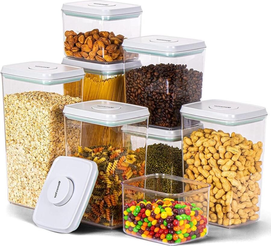 8-delige luchtdichte voedselopslagcontainers Stapelbare droge granencontainer Voorraadkast organisatie Granen snack suiker koffie Voorraadbussen