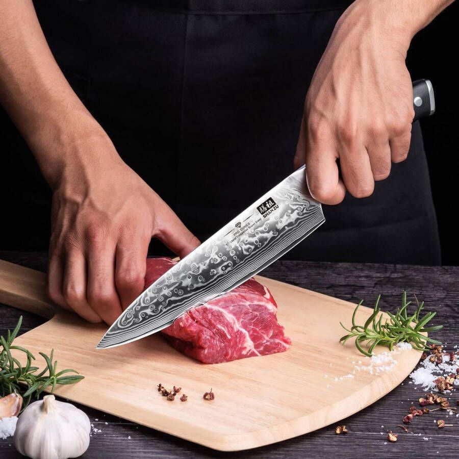8 Inch Japans Stalen Damascus Koksmes Professioneel Keukenmes van Koolstofstaal