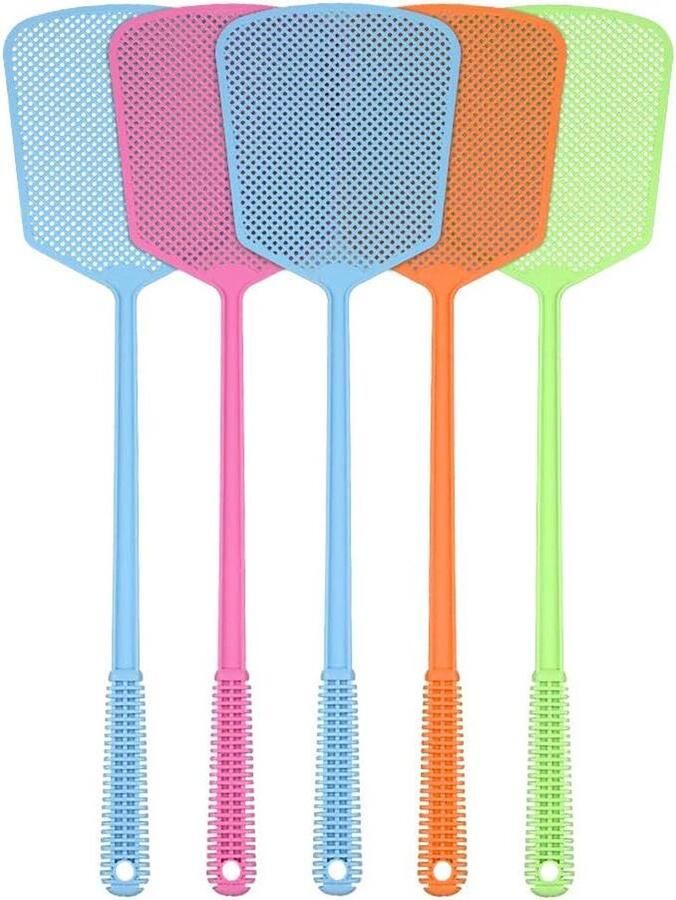 8 Pack Sterke Flexibele Handleiding Vliegenmepper met Lange Handvat Insecten Wesp Ongediertebestrijding Multi Pack Verschillende Kleuren Heavy Duty Swatter vliegenmepper plastic
