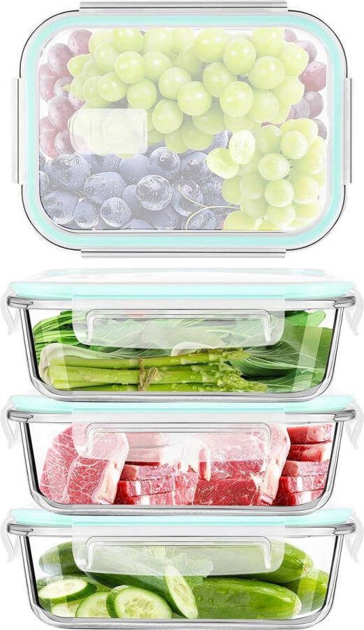 8 Pieces Glass Containers with Lid Microwave Dishwasher and Freezer Friendly BPA Free Lunch Box for Meal Prep