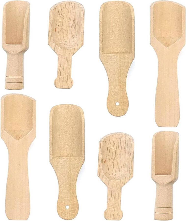 8 Pieces Small Tea Scoop Wooden Mini Wooden Spoon Small Wooden Spoon Spice Scoop Wood Kitchen Scoop Mini Wooden Scoop Salt Mini High Quality Kitchen Utensils Made of Wood for Flour Spice Tea