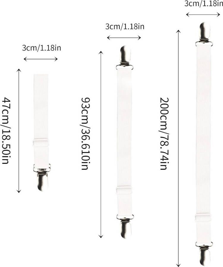 8 stuks beddenlakenspanners verstelbaar 50-200 cm spanner voor lakens elastische beddoekspanners met metalen clips voor strijkplank bedlaken of bankovertrek kreukvrij