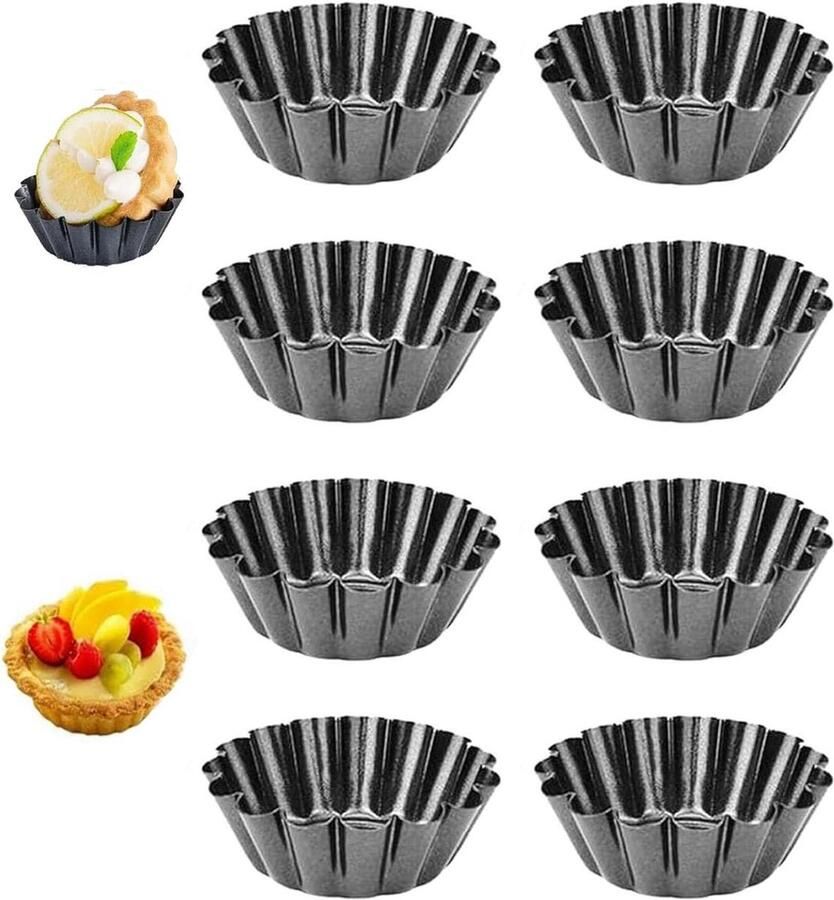 8 stuks eieren taartvorm tartelette vormpjes 65 cm mini taartvorm anti-aanbaklaag bakvorm metaal cupcake-muffinvorm voor pudding cake-mf muffin tartelette vormen