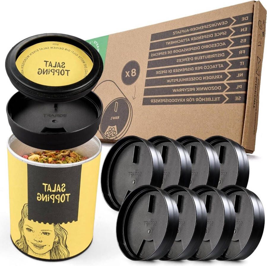 8 stuks GRAFT dop voor kruidenpotjes passend voor alle gangbare Just Spices kruiden strooidop voor perfecte dosering Kruidenpotjes