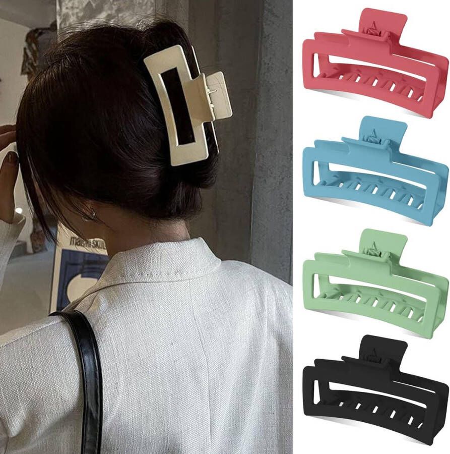 8 stuks grote haarklemmen rechthoekige haarspelden voor dames lang dik krullend haar 10 cm kunststof klauwclips voor dik haar antislip haar heldere kleuren 8 kleuren
