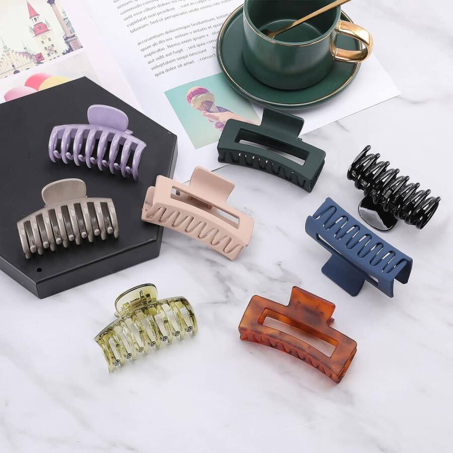 8 Stuks Grote Haarklemmen voor Dames en Meisjes Antislip Hair Claw Clip Haarspelden Haar Clips voor Dik Fijn Lang Haar -Stijl B