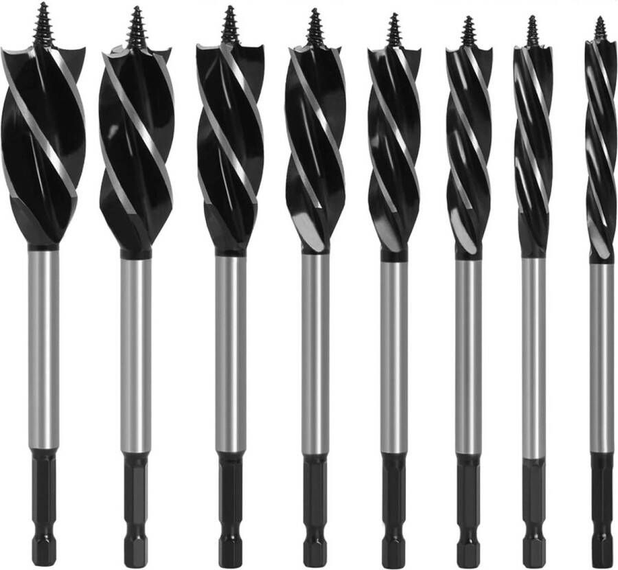 8 stuks houtboren snelsnijdende houtbewerkingsboren set 10 mm 12 mm 14 mm 16 mm 18 mm 20 mm 22 mm 25 mm