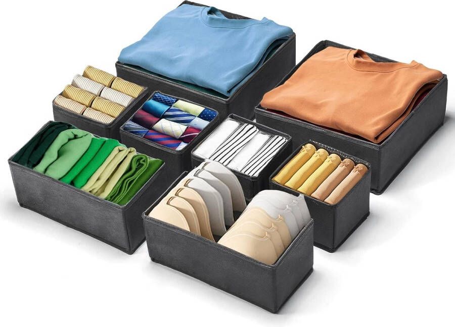 8 stuks kledingkastorganizer opvouwbare kastorganizer lade stoffen lade-organizer opbergbox voor sokken stropdassen beha's