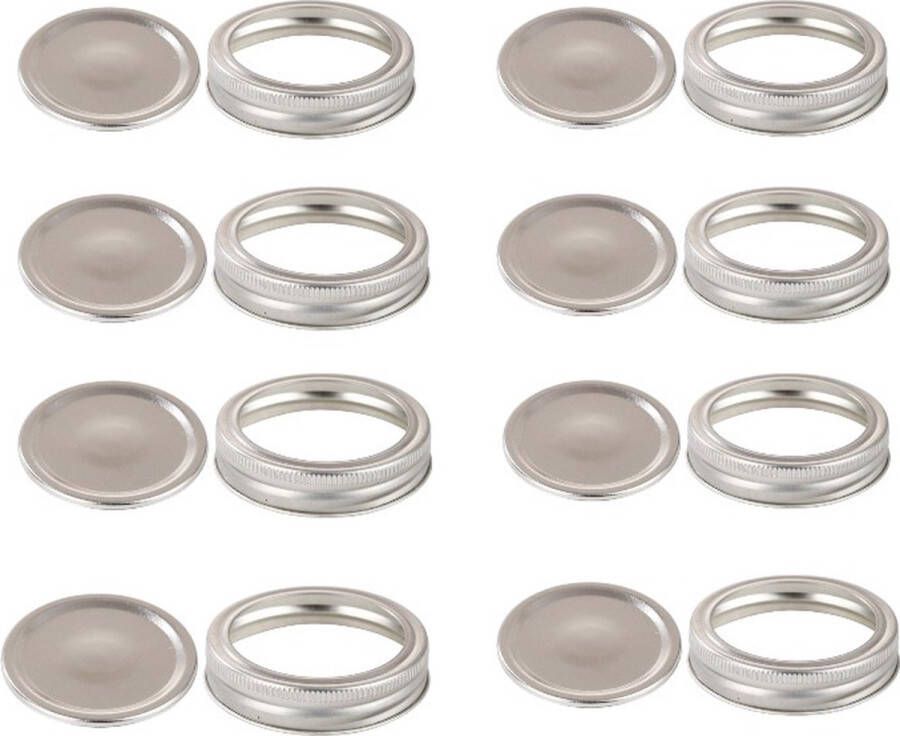 8 stuks Mason jar deksel -blikken gespleten deksel rond metaal- goede afdichting Pandeksels 7*7*1cm zilver