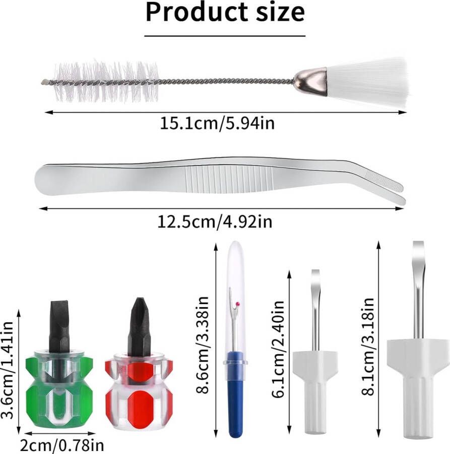 8 stuks naaimachine-reinigingsset dubbelkoppige pluisborstel pincet mini-schroevendraaier onderhoud overlock-kruiskop reparatie naaigereedschap schroefdraadverwijderingsgereedschap huishoudelijke naaimachine accessoires