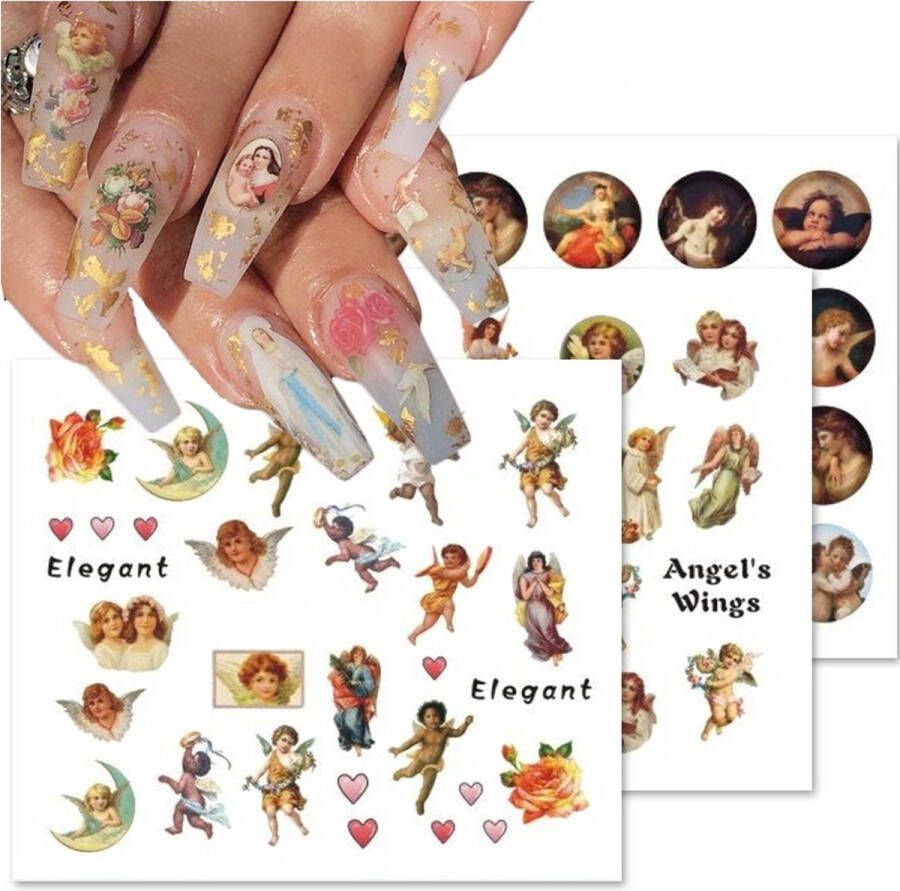 8 Stuks Nagelstickers – Engeltjes – Nail Art Stickers