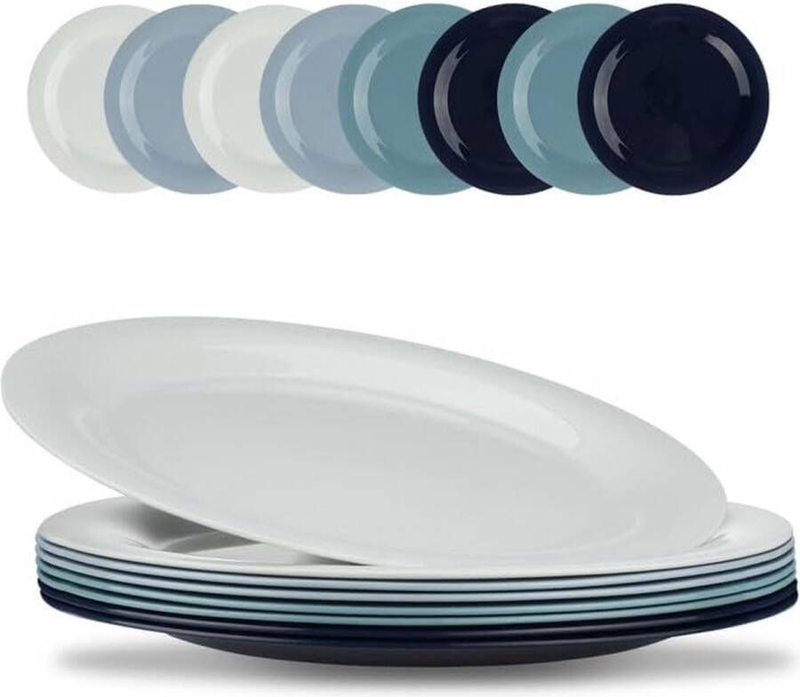 8 stuks plastic borden herbruikbaar 24 cm onbreekbare platte borden kunststof borden van polypropyleen duurzame borden voor salade pasta party huis magnetron en vaatwasserbestendig