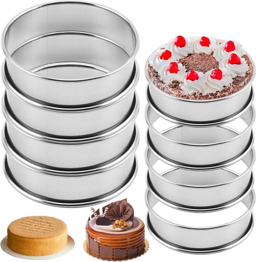 8 stuks ronde dessertringen 8 cm en 10 cm roestvrij staal geperforeerde taartringen dessertringen bakringen taartring crumpetringen rond tartelette vormpjes gereedschap voor