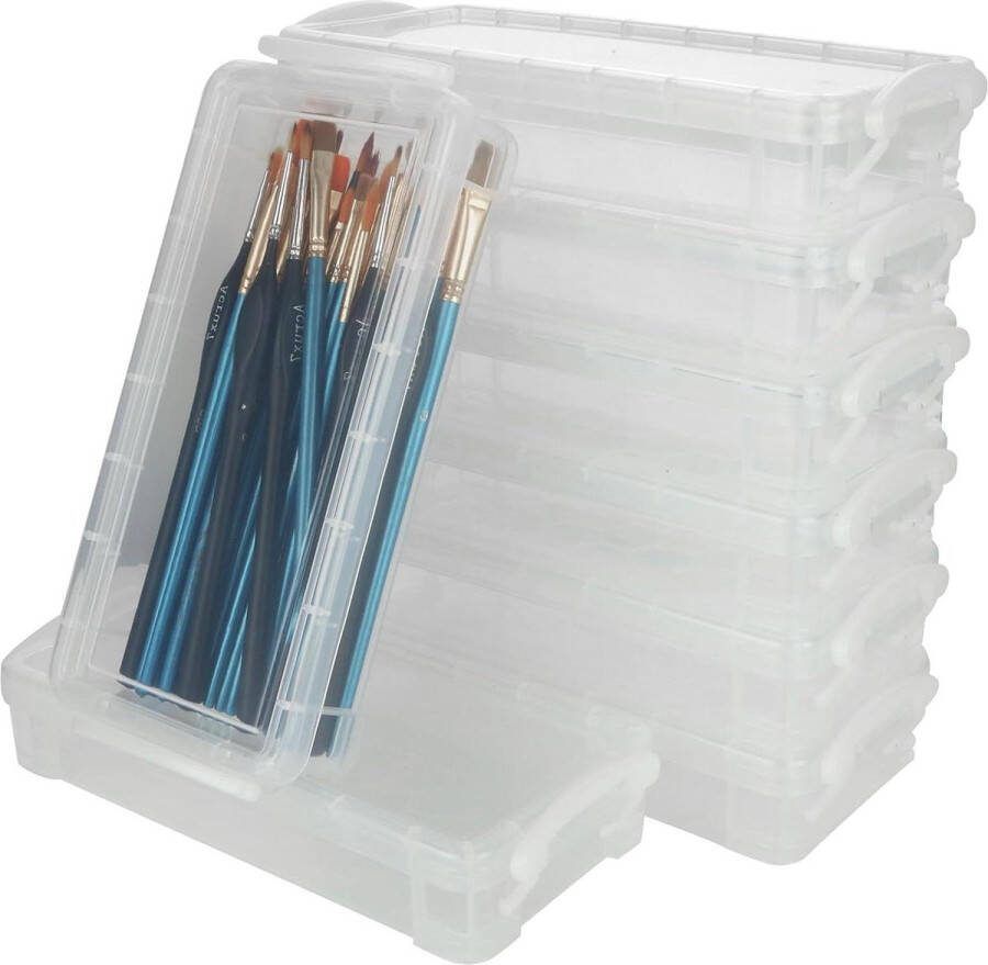8-stuks stapelbare pennendoos 22 x 10 x 4 cm opslag voor potloden linialen scharen wit