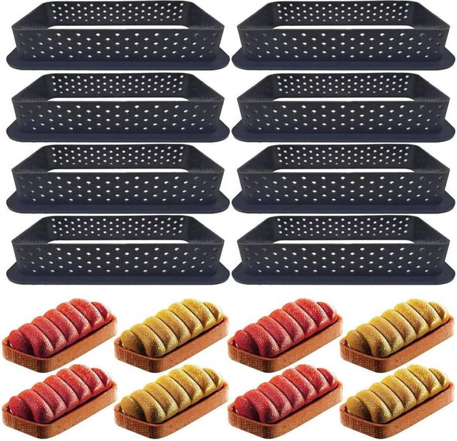 8 stuks taartvormen geperforeerde taartringen taartvorm geperforeerde ring gebak en bakgereedschap voor het maken van mousse cake quiche cirkel donuts koekjes hamburgers