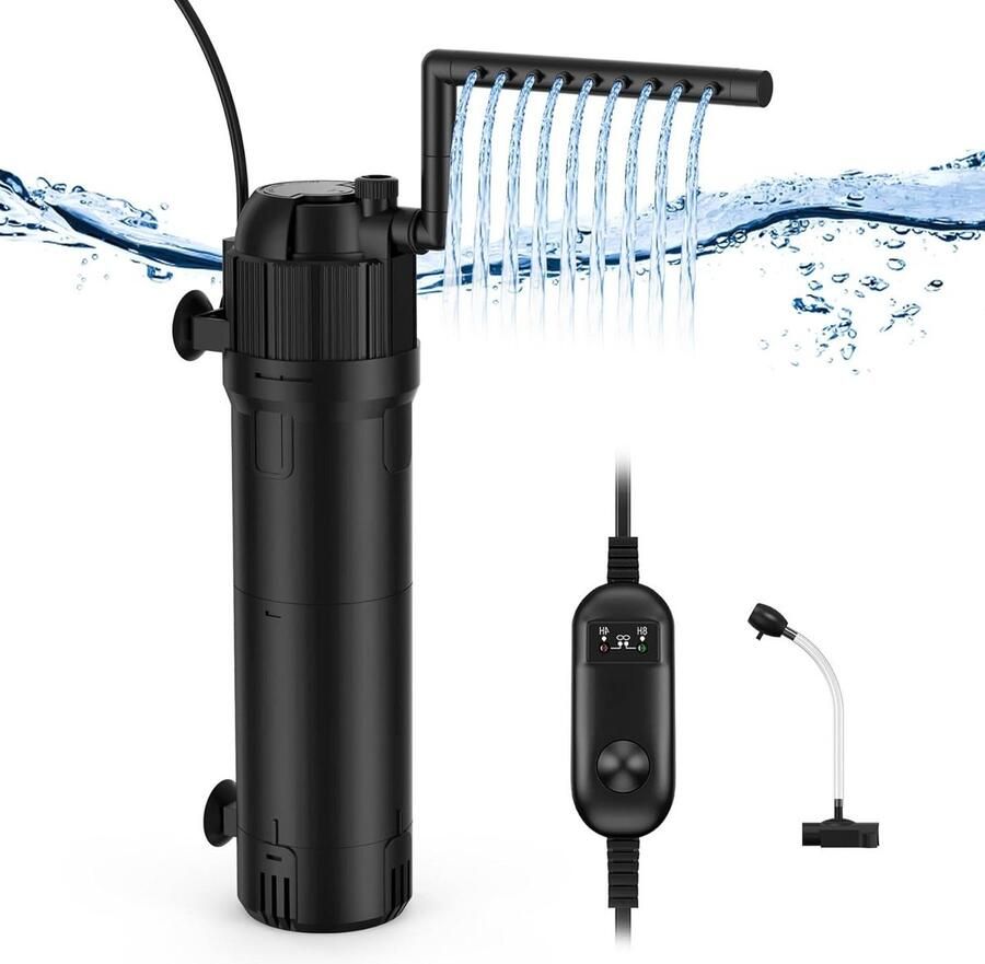 8 W UVC-zuiveraar binnenfilter voor aquarium met timer 5-in-1 800 l u instelbaar aquariumpomp zeewater zoetwater 150-300 l vijverfilter met uvc lamp