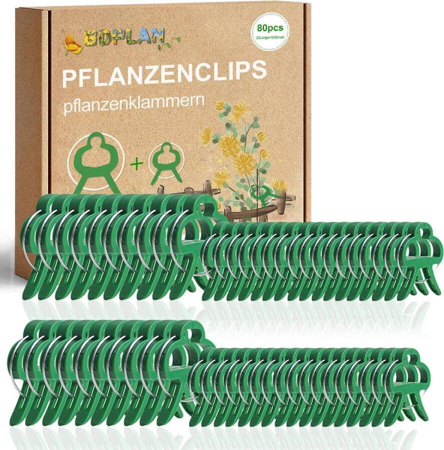 80 plantenclips plantenklemmen voor klimhulp tomaten rozen komkommers en andere klimplanten bijzonder eenvoudige klimhulp voor planten (30 maten + 50 klein)