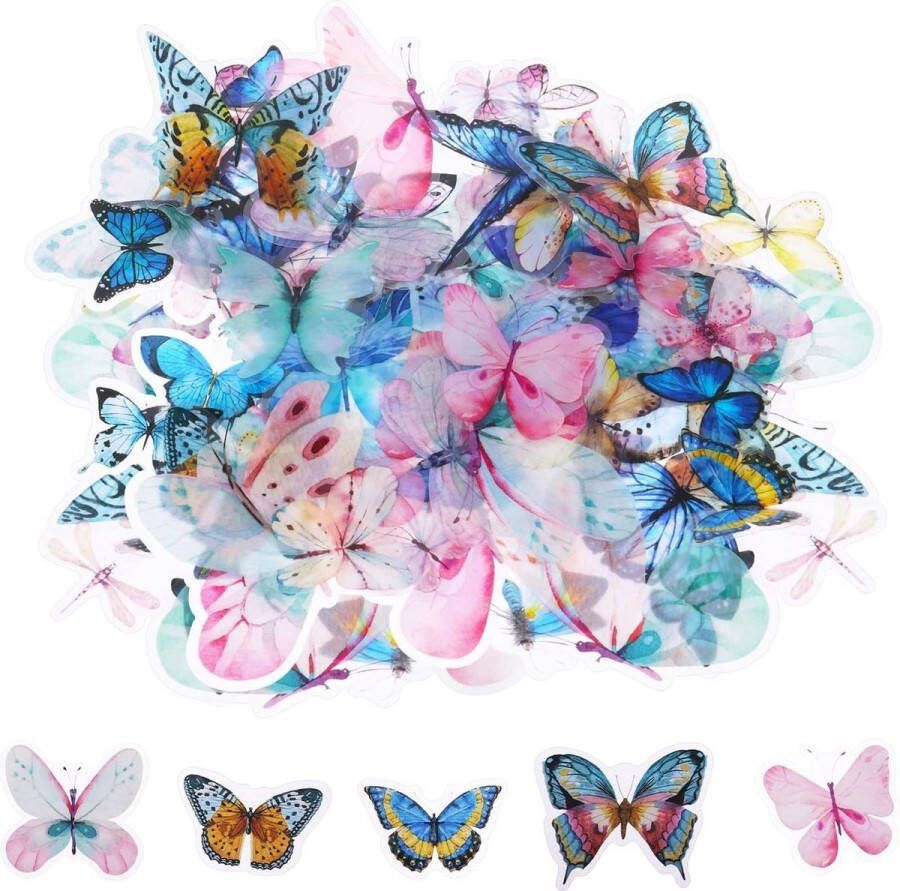 80 stuks doorzichtige vlinderstickers voor kinderen schattige huisdiervlinder knutselstickers plakboeken laptop muur raam 40 stijlen 3-5 cm Cool plate