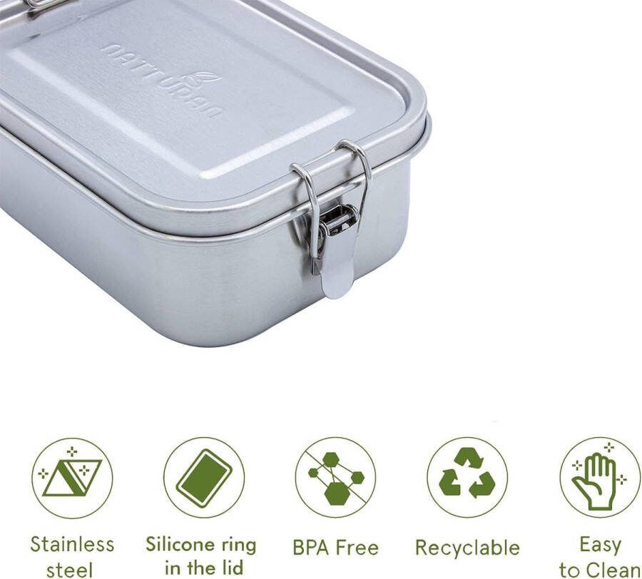 800 ml Roestvrijstalen Lunchbox met Compartimenten Compact en lekvrij voor onderweg Geschikt voor kinderen en volwassenen Bento Box voor school en kinderdagverblijf