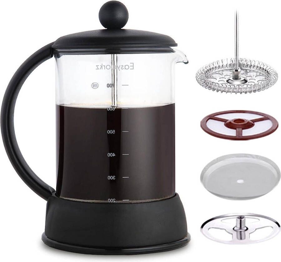 800ml koffiemaker cafetière met hittebestendig borosilicaatglas zwart Franse Pers Koffiepot