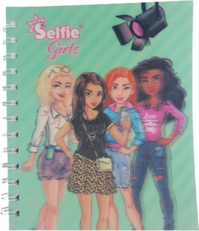 Selfie Girls Kleurboek met stickers Groen Multicolor Papier Kunststof 15 5 x 18 cm Kleurboek Stickerboek Boek Boekje Knutselen Creatief