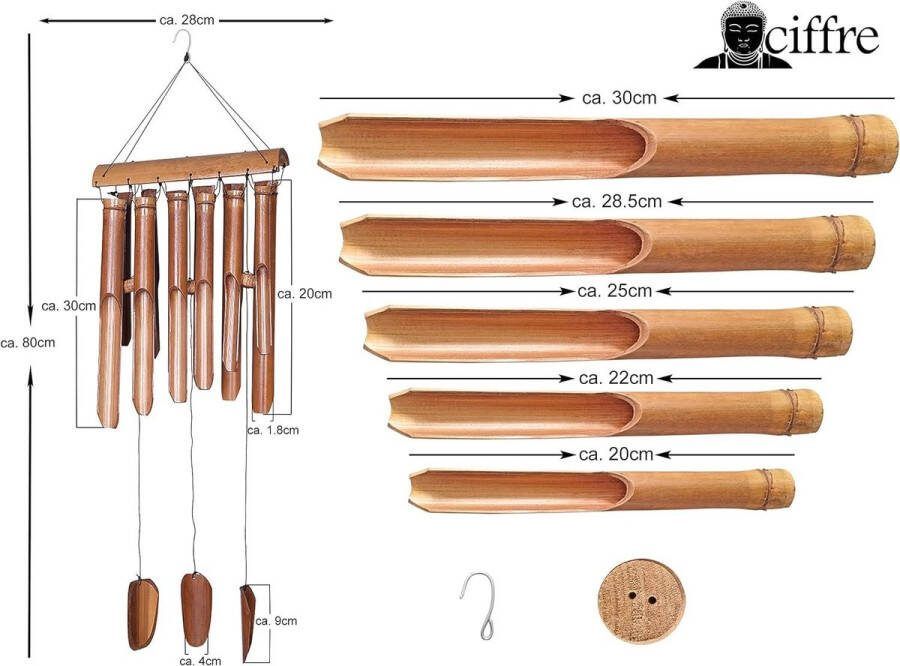 80cm bamboe windgong rustgevend geluid Feng Shui windgong