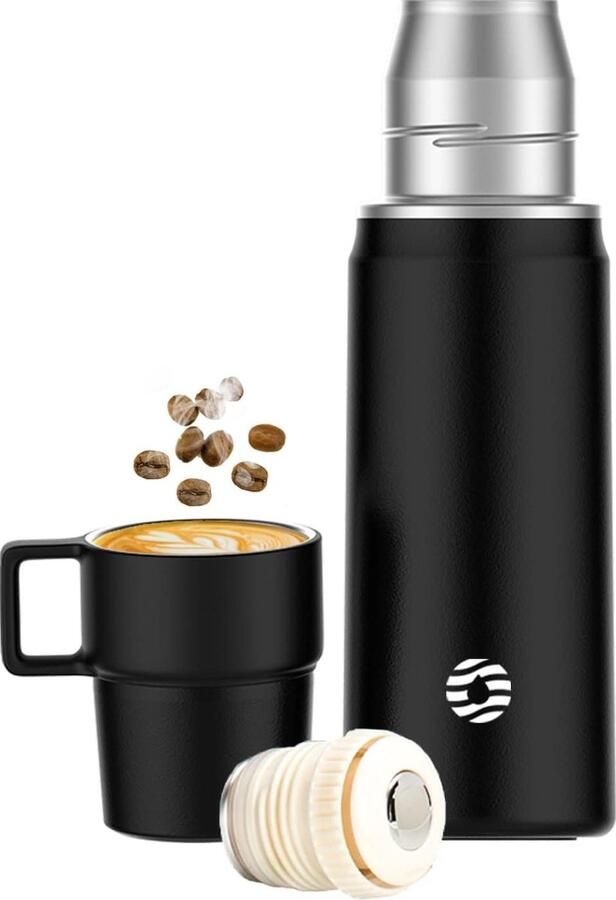 850 ml thermosfles met beker voor koffie lekvrij waterthermosfles BPA-vrij roestvrij staal thermosfles voor kinderen bruisend sport universiteit school fitness outdoor camping
