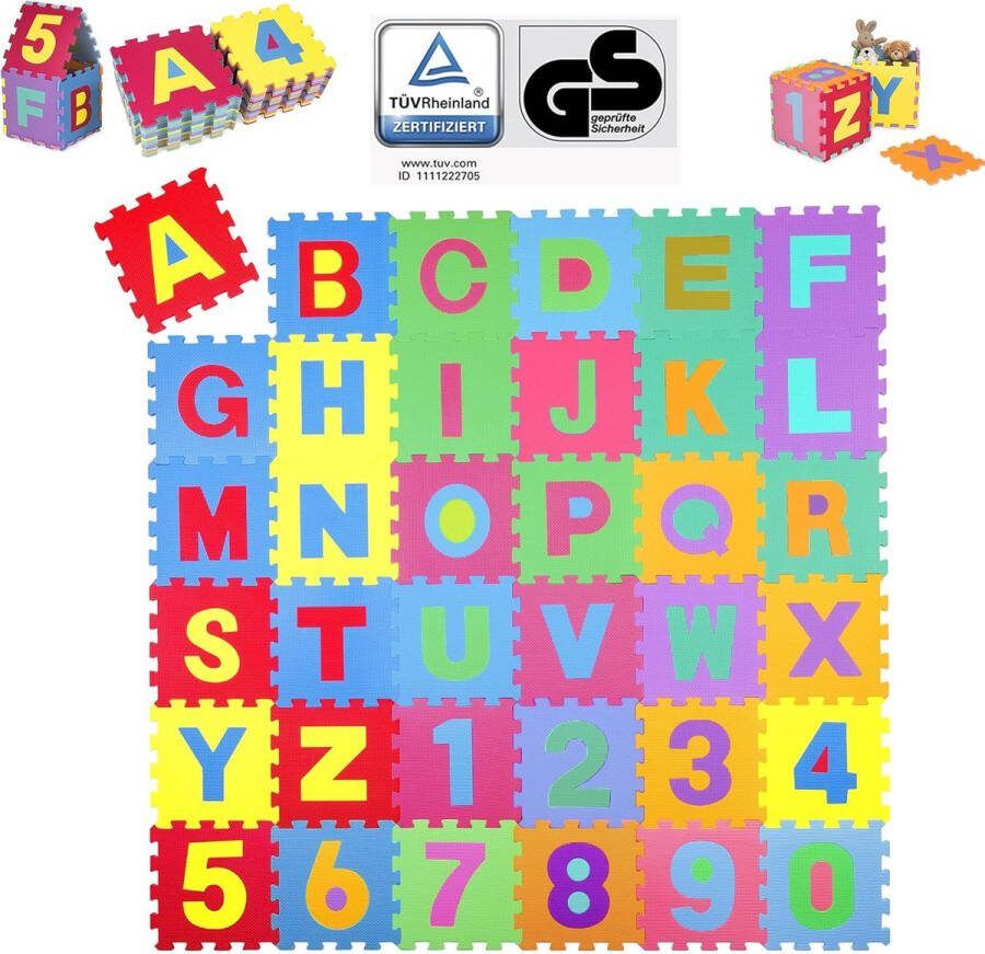 86-delige puzzelmat kinderspeelkleed speelmat speeltapijt schuimmat kinderkleed cijfers en hoofdletters afmetingen van elk stuk ca. 31 5 x 31 5 cm