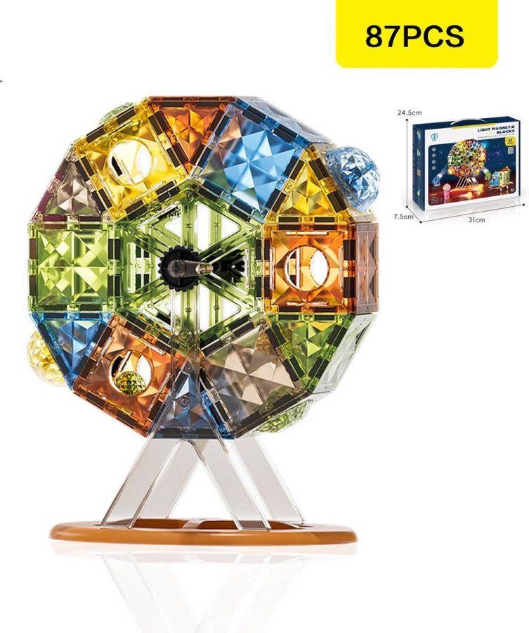 87 Stuks Magnetisch speelgoed-Magnetische Bouwstenen 4D Magnetisch Spoor Speelgoed voor Kinderen -Magnetische Blokken- Montessori Puzzelblokken Educatief Geschenk Bouwset Voor Jongens en Meisjes 3 Jaar +