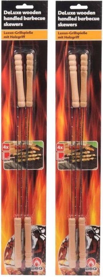 8x Barbecue spiezen vleespennen vleesspiezen 38 cm Metaal Hout Barbecue benodigdheden Spiezen pennen voor vlees