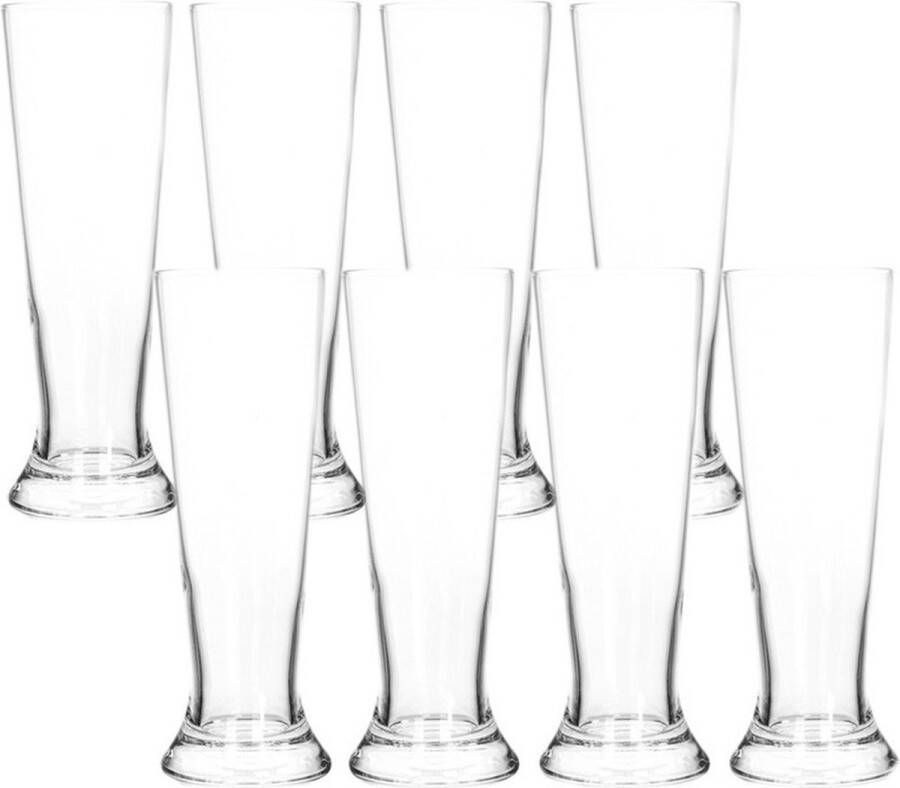 Merkloos Sans marque 8x Bierglazen smal 370 ml Glas voor bier 8 stuks