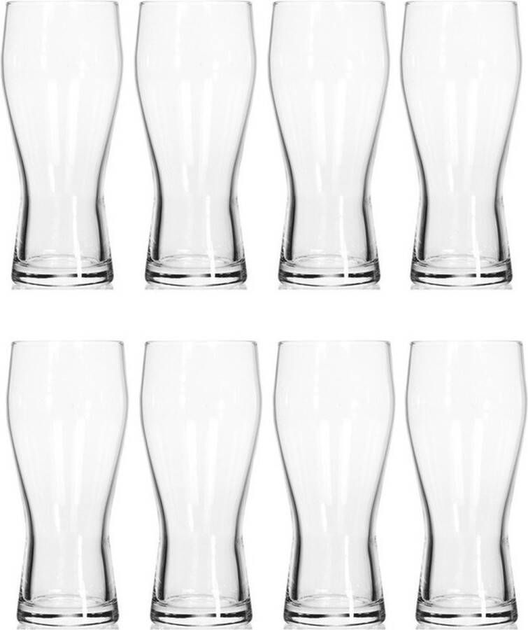 Merkloos Sans marque 8x Bierglazen drinkglazen 370 ml 8-delig bierglas