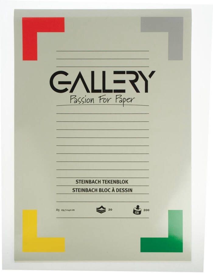 8x Gallery Steinbach tekenblok gekorreld 29 7x42cm (A3) 200 g mÂ² blok van 20 vel