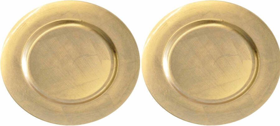 8x Ronde glanzende gouden diner onderborden 33 cm Tafel dekken Kerstdiner diner