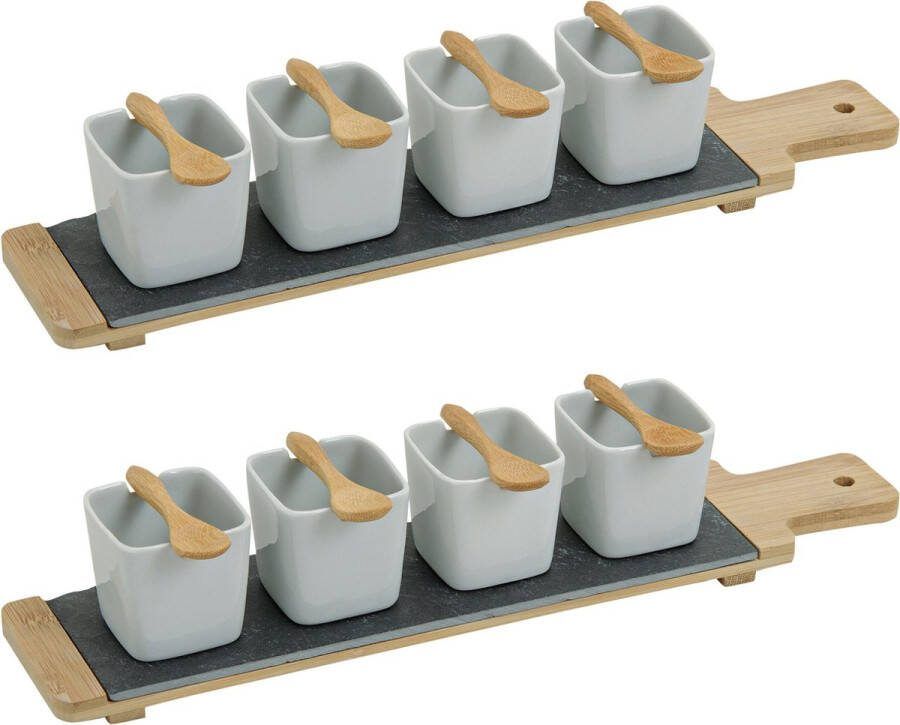 Merkloos Sans marque 8x Snackschaaltjes sausschaaltjes porselein vierkant 7 cm Schaaltjes voor sauzen snacks en pinda's