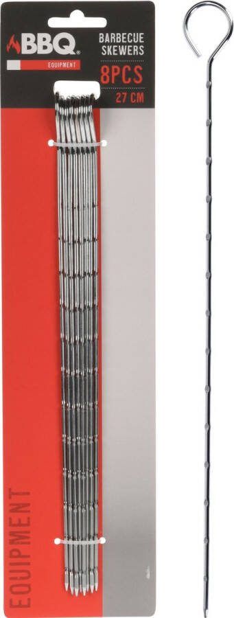 Merkloos 8x Stuks Barbecue Spiezen vleespennen Van Metaal 27 5 Cm Barbecue Benodigdheden Spiezen pennen Voor Vlees