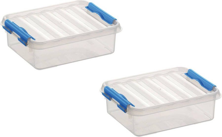 Sunware 8x stuks Q-Line opbergboxen opbergdozen 1 liter 20 x 15 x 6 cm kunststof Platte opslagboxen