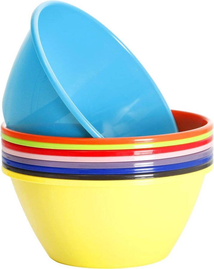 9 88oz Plastic Meng- en Serveerschalen Popcornkommen Saladekommen Chips en Dip Serveerschalen Set van 9 (Regenboog)