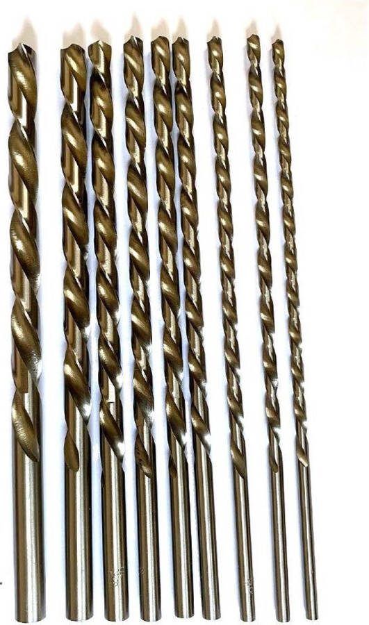 9-delig HSS kobalt boorset 4-10 mm spiraalboren 200 mm lengte