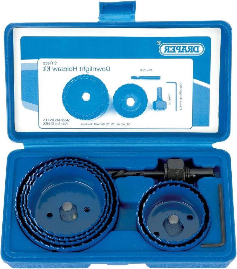 9-delige gatenzaag Kit voor downlights met hout- en metaalboor