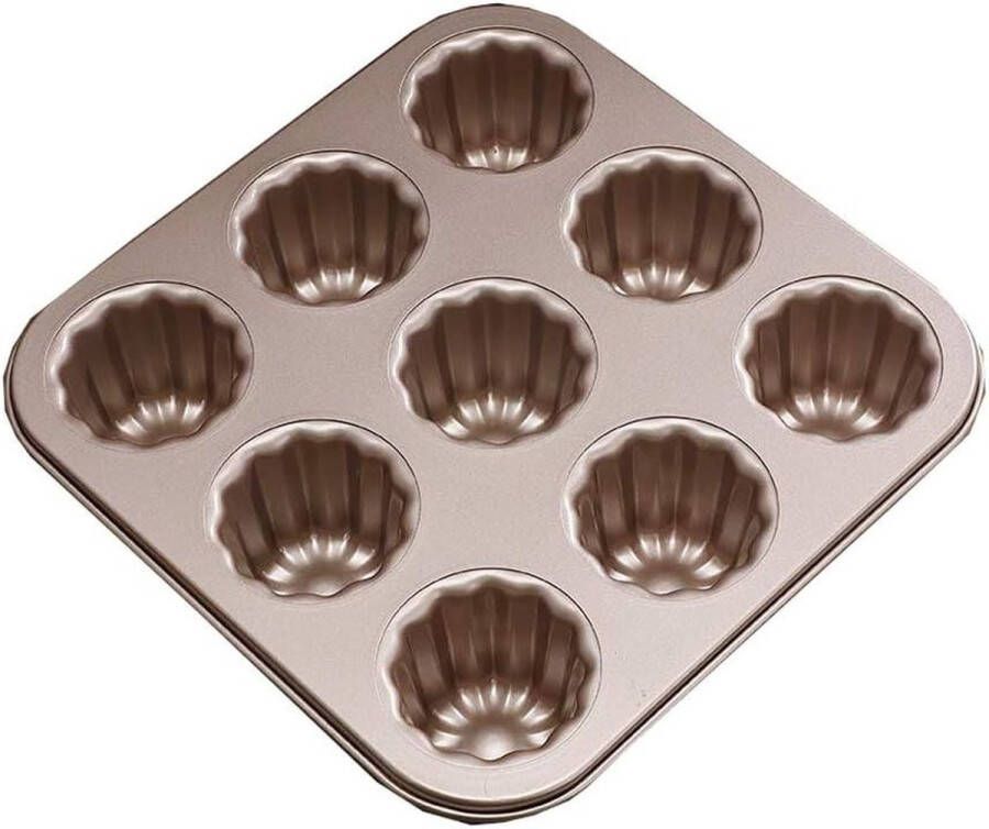 9-holte kaneelvorm van koolstofstaal Non-stick Cupcake Muffinvormen met Gouden Tin Coating