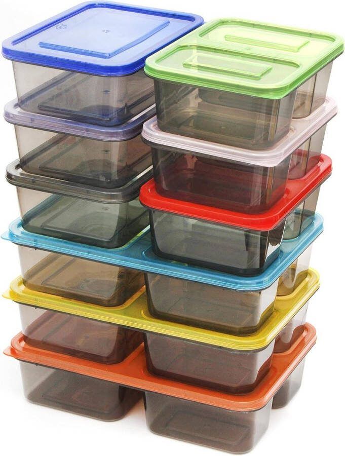 9 Pieces Bento Box Lunch Meal Prep Container Plastic Reusable Divided Food Storage Boxes Multi-size Rainbow